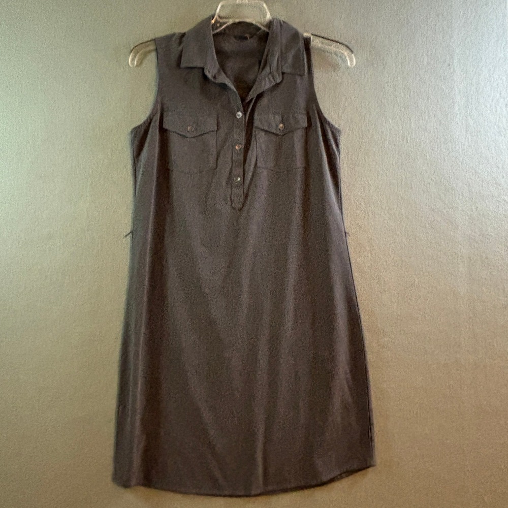 Eddie Bauer Sleeveless Shirt Dress Womens M Gray Travex Performance Casual Mini